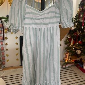 Abercrombie & Fitch Green and White Striped Dress